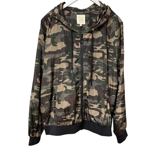 CALI 1850 Camo Bomber Jacket Plus Size 3X Green Womens Windbreaker Hoodie - Picture 5 of 9